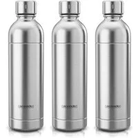 Arendo Wassersprudler Flasche 3er Set Wassersprudler Flasche Edelstahl 1000 ml, (3-tlg), kompatibel mit Arendo SodaMakern, SodaStream Easy & Aarke Carbonator 3