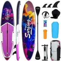 Puluomis Inflatable SUP-Board Set aufblasbar mit Halter, Sitz und Fußband, MB. bis 150Kg, 335/320cm, Surfbrett Paddling Paddelboard