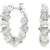 Swarovski Paar Creolen Schmuck Geschenk Matrix Drop-Ohrhänger, mit Swarovski® Zirkonia (synth) - mit Swarovski® Perle