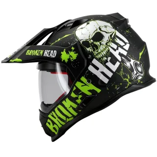 Broken Head Endurohelm Mit Sonnenblende Bone Crusher Grün