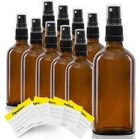 Oputec Sprühflasche 10 x 100ml Sprühflasche, Braunglas, schwarzer Zerstäuber, (Spar-Set)