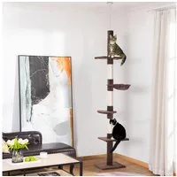 PawHut Kratzbaum Katzenbaum mit Sisalstämmen, Kletterbaum für kleine&große Katzen, für Garten, Balkon, Braun