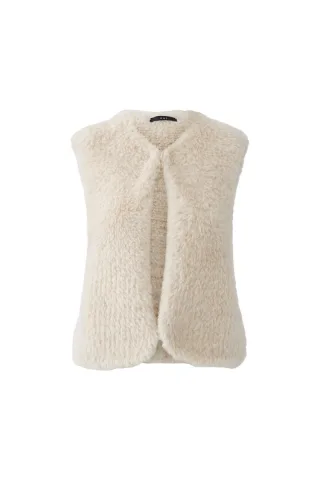 Oui - Kunstpelz-Weste beige - Gr. - 34