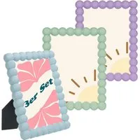 matches21 HOME & HOBBY Bilderrahmen Bilderrahmen 3er Set 10 x 15 cm Bubble-Design Deko-Rahmen Farbmix, (3 St), Schöne Fotorahmen aus stabilem Holz