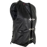 MDM Lederweste Damen Biker Lederweste – Weiches Nappaleder mit Karabinerhaken Echtleder, Lammnappa, Karabiner, Bikerstil, tailliert, Schnürung