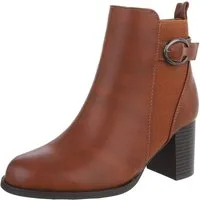 Ital-Design Elegante Stiefel mit Blockabsatz für Alltag und Freizeit Chelseaboots (90726932) Blockabsatz Stiefeletten in Camel