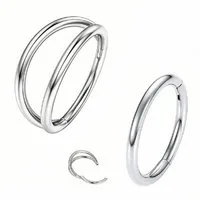 Taffstyle Nasenpiercing 2er Set Septum Piercing Helix Daith Ohr Doppel Ring Scharnier Clicker (Universelles Piercing-Set mit Scharnier Clickverschluss aus Chirurgenstahl)
