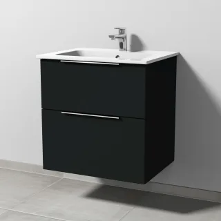 Sanipa 3way Waschtischunterbau zu Duravit ME by Starck Waschtisch mit 2 Auszügen, Vulkan-Matt UP7241V