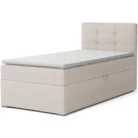Deine Möbel 24 Boxspringbett FLO Boxbett Einzelbett Polsterbett Jugendbett (Beige Hellgrau Grau Anthrazit Schwarz, 2-St., Bonellfederkernmatratze H3 Taschenfederkernmatratze H4), 90x200 100x200 Veloursstoff