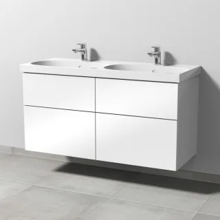 Sanipa 3way Waschtischunterbau zu Geberit Acanto Waschtisch mit 4 Auszügen, Weiß-Glanz SF42078