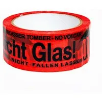 BAYLI Klebeband 1 Rolle PP Klebeband Vorsicht Glas 48mm x 66m - Warnband - starkes