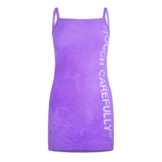 Off White - "Touch Carefully" Minikleid für Damen, Flauschiger Stoff (Veilchen/Weiß)