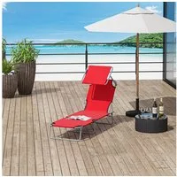 Outsunny Feldbett klappbar Campingliege mit Sonnenschutz bis 120 kg belastbar (Liege, 1-St., Sonnenliege) Durchgehend