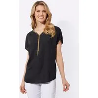Sieh an! Klassische Bluse Longbluse Kurzarm