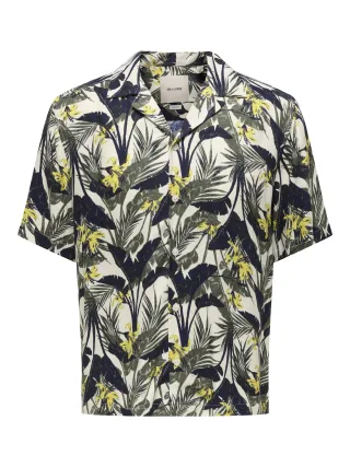 ONLY&SONS - ONSDASH LIFE REG AOP SS 001 RESORT SHIRT Egret - Gr. - S