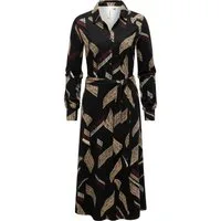 Ragwear Blusenkleid Plantee Print Modisches Damenkleid mit Taillengürtel