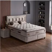 gowoll Boxspringbett Wooltouch Stauraumbett, Doppelbett inkl. Matratze mit Topper (Set, erhältlich in den Größen 140x200cm, 160x200cm und 180x200cm), inkl. zwei Bettkästen & 35 cm höhe Matratze und Topper