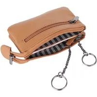 MIRROSI Schlüsseltasche UNISEX Echtleder mit zwei Fächern, 1 Steckfach, Schlüsseletui für Damen und Herren