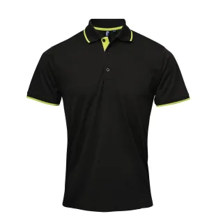 Premier Herren Contrast Coolchecker Poloshirt (Schwarz/Limone)