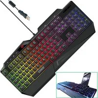 Schwaiger Gaming Keyboard Tastatur GT108 RGB DE-Layout Gaming-Tastatur (RGB LED Beleuchtung beleuchtet Gamer Tastatur Smartphone Halterung)