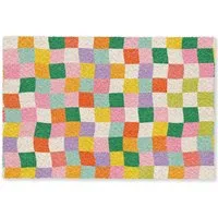 MuchoWow Fußmatte Quadrate - Bunt - Gewellt, Rechteckig, innen Schmutzfangmatte, Tür, Schmutzfänger Flur, Teppich 60x40 cm
