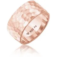 Elli Fingerring Breit Bandring Gehämmert Matt Schmuck Geschenk 925er Silber