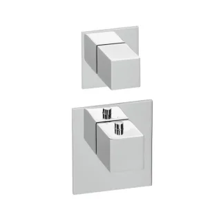 Herzbach Logic XL Fertigmontageset 11.521010.2.01 Universal-Thermostat-Modul, 2 eckige Armaturenblende, chrom