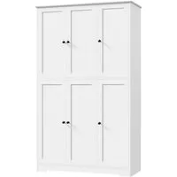 Homfa Mehrzweckschrank Küchenschrank Drehtürenschrank Kleiderschrank mit 6 Türen, Breite 106 cm, Höhe 180 cm, Weiß