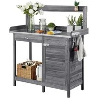 Yaheetech Pflanztisch Garten Pflanztisch mit Schubladen & Unterschrank, Outdoor Gärtnertisch Holzpflanztisch mit verzinkt Arbeitsplatte