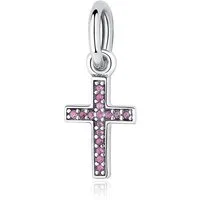PANDACHARMS Bead Pinkes Kreuz Charm Anhänger für Charm Armband, 925er Silber, Zirkonia