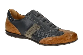 Galizio Torresi 317820 Herren Slipper Halbschuhe Blau/Cognac Glattleder Echtl...