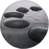 Sanilo Badematte Black Stones, rutschhemmend beschichtet, waschbar, schnelltrocknend, Polyester, rund, sehr weich, hochwertig & modern, Durchmesser 80 cm