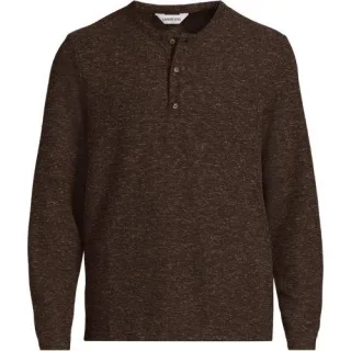 Struktur-Henleyshirt mit Leinen für Herren, Herren, size: regular, Braun, Leinen/Polyester/Polyester-Mischung, by Lands' End