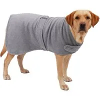 Betz Hundehandtuch extra saugfähig & schnelltrocknend mit Klettverschluss, 100% Baumwolle, Hunde Bademantel