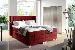 Boxspringbett Elektrisch Bett MAGNUS 180x200cm in Stoff Salvador Bordeauxrot