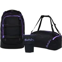 Satch Schulranzen Schulrucksack-Set PACK Purple Phantom 3-teilig (3-teilig), ergonomisch, Your-Size-System: auf Körpergröße anpassbar