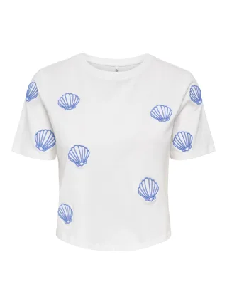 ONLY - ONLMARISSE S/S EMB TOP BOX JRS Cloud Dancer - Gr. - XL