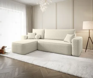 Ecksofa Schlafsofa Sofa AGEPO Stoff Quelle Ecru Ottomane Links