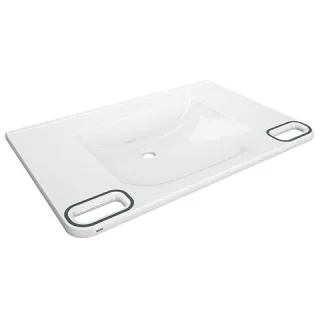 KWC Aquarotter Einzelwaschtisch, MEDCARE, MIRANIT, 850x150x550 mm, weiß/grau, Griff, 2030072436 2030072436
