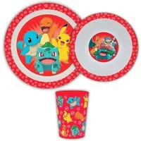 POKÉMON Kindergeschirr-Set Pokemon Pikachu und Freunde Kinder 3 teiliges Set (3-tlg), 1 Personen, BPA-Frei, Teller, Schüssel und Becher