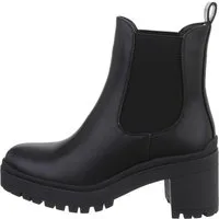 Ital-Design Damen Chelsea Freizeit Plateaustiefelette (84338079) Blockabsatz Chelsea Boots in Schwarz