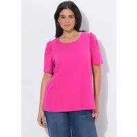 Ulla Popken T-Shirt T-Shirt Rüsche A-Linie Rundhals Halbarm