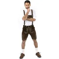 Almbock Trachtenlederhose Trachtenlederhose Herren kurz Schokobraun Echtleder Oktoberfest (1-tlg)