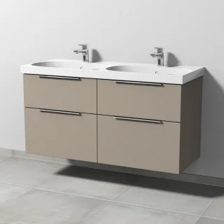 Sanipa 3way Waschtischunterbau zu Geberit Acanto Waschtisch mit 4 Auszügen, Sandgrau-Matt UF42067