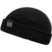 Manufaktur13 Beanie Fishermans Beanie - Strickmütze, Wintermütze, Dockermütze mit Echt-Leder Veredelung