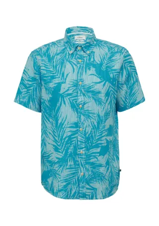 s.Oliver Red Label - Regular Fit: Kurzarmhemd aus Leinen blau - Gr. - L