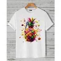 RMK T-Shirt Herren Shirt Basic Rundhals Ananas Sommer aus Baumwolle