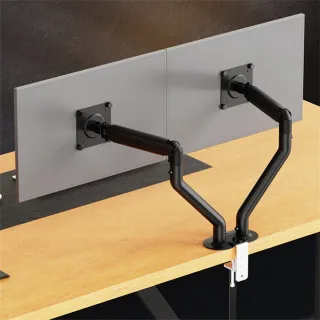17-32 Inch Dual Monitor Stand With Dual Pneumatic Arms, 360° Rotation, +90° Tilt, Height Adjustable, VESA 75x75 100x100