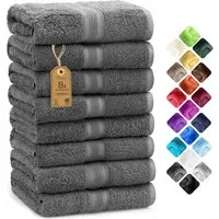 NatureMark Handtücher 8er-Set Frottier Handtücher 50x100cm, 100% Baumwolle (8-St), 8X Frottier Handtücher mit Aufhänger, 50 x 100cm, Anthrazit grau