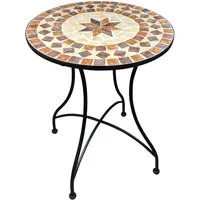 Kamelio Gartentisch 60cm Mosaiktisch rund Balkon Mediterran Garten (2-St), Tischplatte und Gestell
